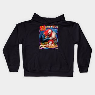 Halloween Horror Clown Fast Food Parody Spooky Retro 90's Goth Off Brand Knock Off Kids Hoodie